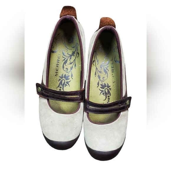 Merrell Taupe & Brown Leather Mary Janes - Picture 3 of 5